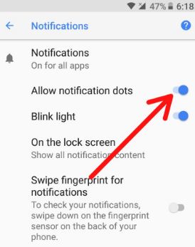 Jak povolit nebo zakázat body oznámení v systému Android 10, 9 (Pie), 8.1 (Oreo)