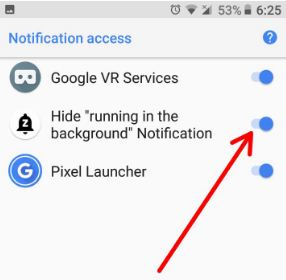 Skrýt aplikace spuštěné v oznámení na pozadí v systému Android Oreo 8.0