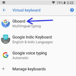 Nastavení Gboard v systému Android 8 Oreo