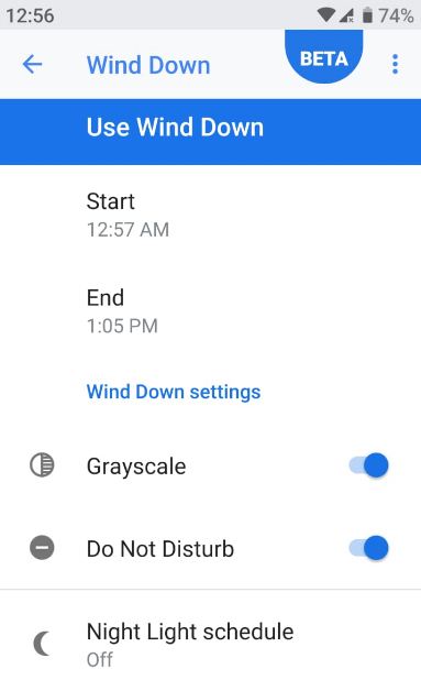 Jak používat Wind Down Android Pie 9