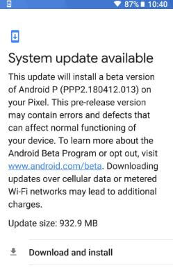 Instalace Android P v Google Pixel