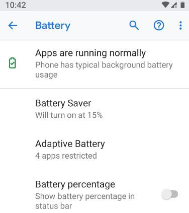 Jak zobrazit procento baterie ve stavovém řádku na Androidu 9 Pie