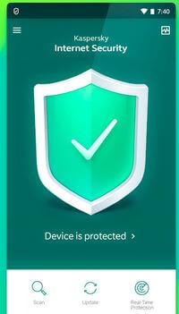 Aplikace Kaspersky pro Android pro antivirový program