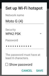 nastavit hotspot wifi na Androidu nugát