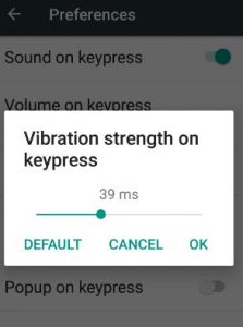 zakázat vibrace klávesnice android