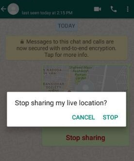 Jak přestat sdílet živé umístění WhatsApp pro Android