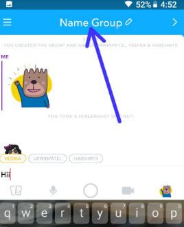 Název skupiny Snapchat v telefonu Android