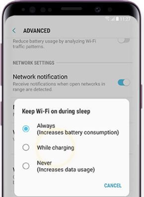 Jak nastavit Ponechat WiFi zapnuté během spánku Samsung Galaxy S9 a S9 Plus