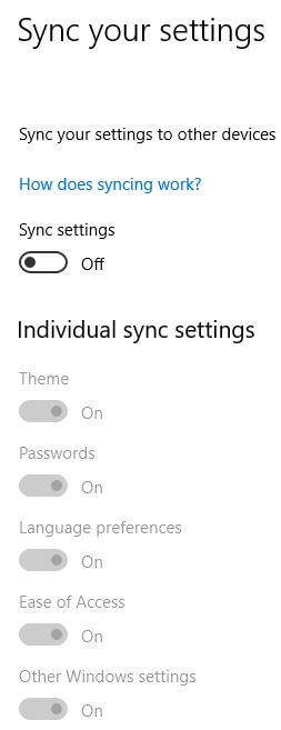 Povolte nebo zakažte nastavení synchronizace ve Windows 10